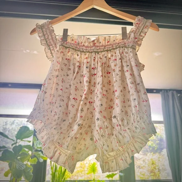 ✨🪷🍧DÔEN ‘Elle & Dew’ Silk Cottage Breeze Floral Embroidered Loungewear Set XS✨ - Picture 8 of 17